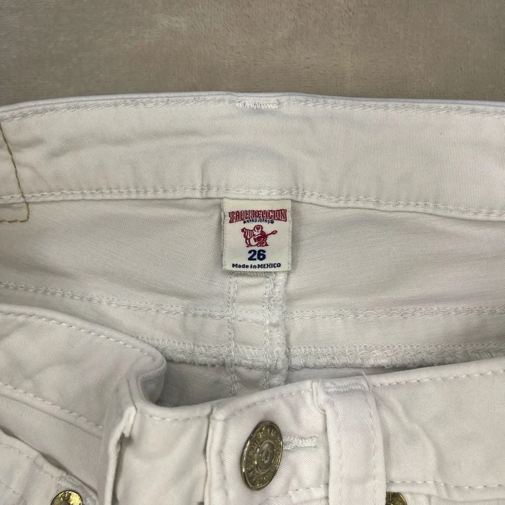 True Religion White Cargo Skinny Jeans Women Size 26 Stretch Zip Ankle - Picture 4 of 8